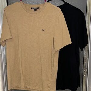 2 Michael Kors Men's Short Sleeve Tees in Tan and Black